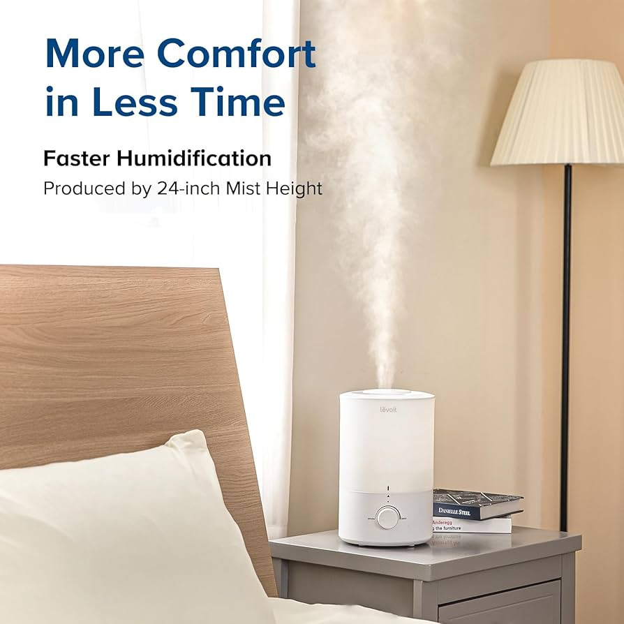 LEVOIT Humidifiers for Bedroom, Quiet (3L Water Tank) Cool Mist Top Fill Essential Oil Diffuser w... | Amazon (US)