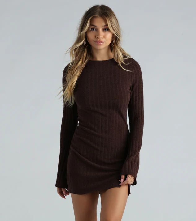 Casual Chills Long Sleeve Slit Mini Dress | Windsor Stores