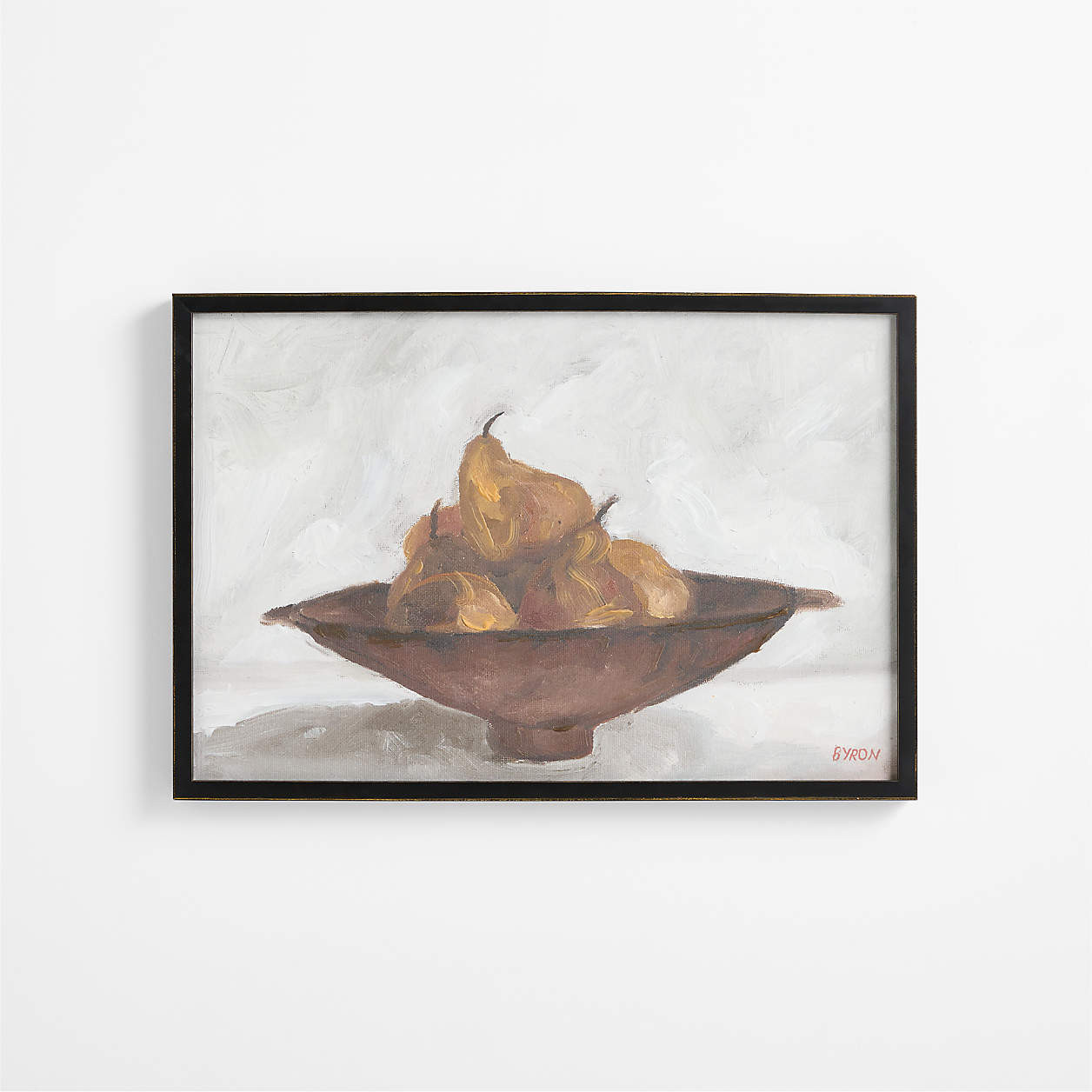 "Balanced Pears" by Sadie Byron 31.25" x 21.25" Framed Wall Art Print | Crate & Barrel | Crate & Barrel