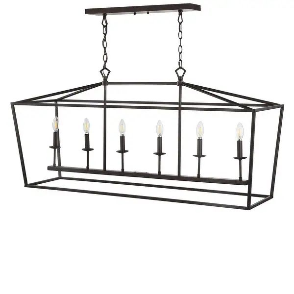 Pagoda 49" Linear 6-Bulb Lantern Metal LED Pendant, ORB by JONATHAN Y | Bed Bath & Beyond