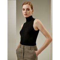 LILYSILK Silk Turtleneck Top - Ladies - Black Silk Knitted - Graceful Silk Knit Vest S | LilySilk