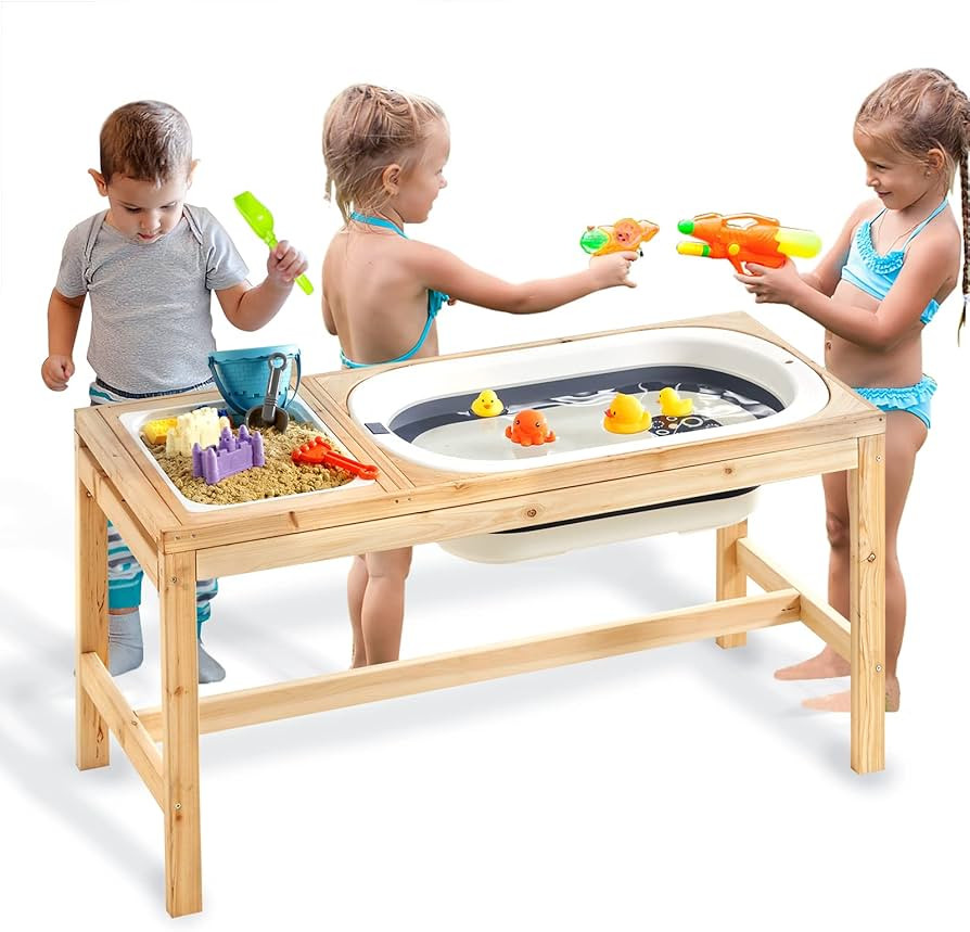 Beright Outdoor Wooden Sensory Table, Toddler Play Sand Table with 2 Storage Bins for Kids, Child... | Amazon (US)