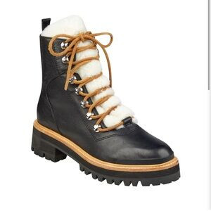 Marc Fisher Izzie Boot Black and Tan Lace-Up | Poshmark