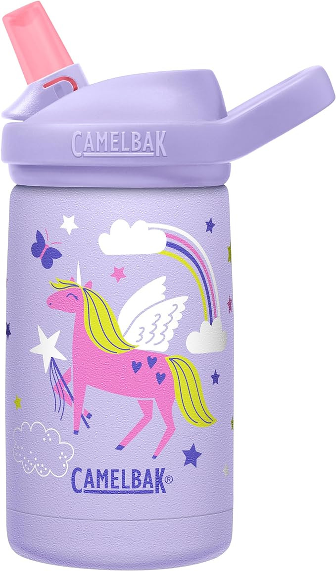 CamelBak Eddy+ Kids Bite Valve Straw Insulated Stainless Steel Water Bottle Magic Unicorns, 12oz | Amazon (US)
