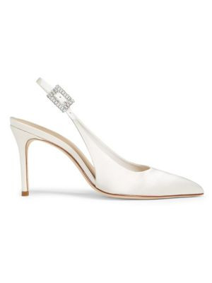 85MM Crystal-Buckle Satin Slingback Pumps | Saks Fifth Avenue OFF 5TH