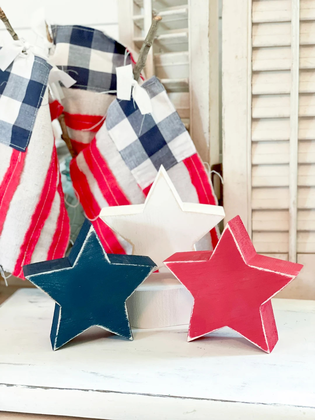 Chunky Stars, Rustic Stars, Patriotic Decor, Patriotic Theme, Patriotic Tiered Tray, Americana, W... | Etsy (Global)