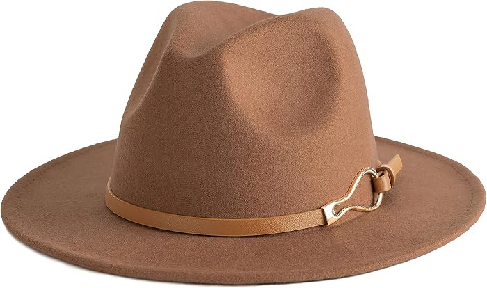 Fashion Women Wide Brim Fedora Floppy Panama Hat | Amazon (US)