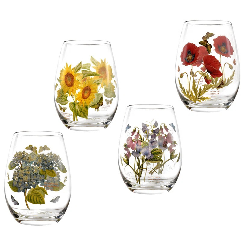 Portmeirion Botanic Garden 4 - Piece 19oz. Glass All Purpose Wine Glass Glassware Set | Wayfair North America