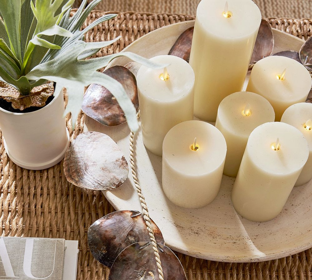Premium Flickering Flameless Wax Pillar Candle | Pottery Barn (US)