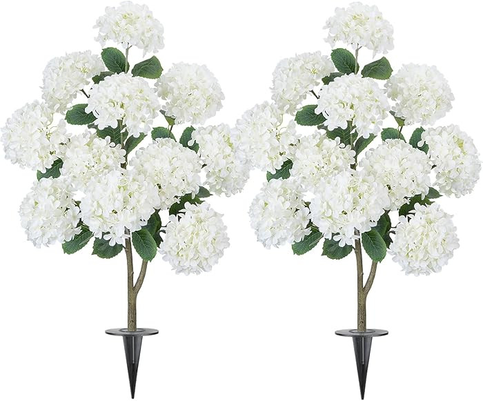 GTIDEA 2 Pack 3.5FT Artificial Hydrangea Tree Outdoor Fake Tree with Spikes Faux Hydrangea Bushes... | Amazon (US)