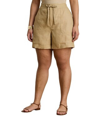 Plus Size High Rise Wide Leg Drawcord Shorts | Dillard's