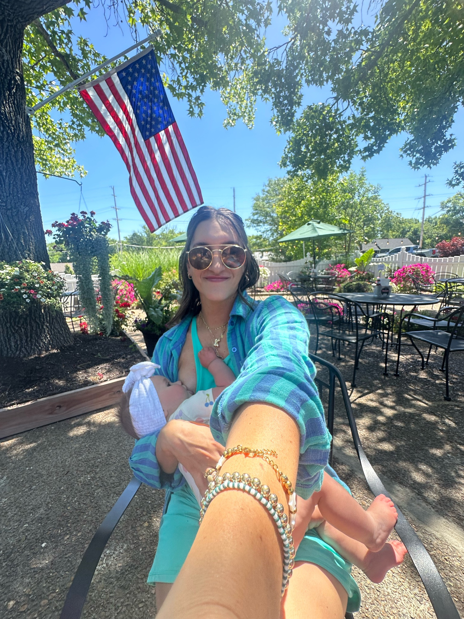 nursing friendly outfit with my baby girl! 

I’m 5’7” and size 6-8
Wearing a medium shirt & medium tennis dress 