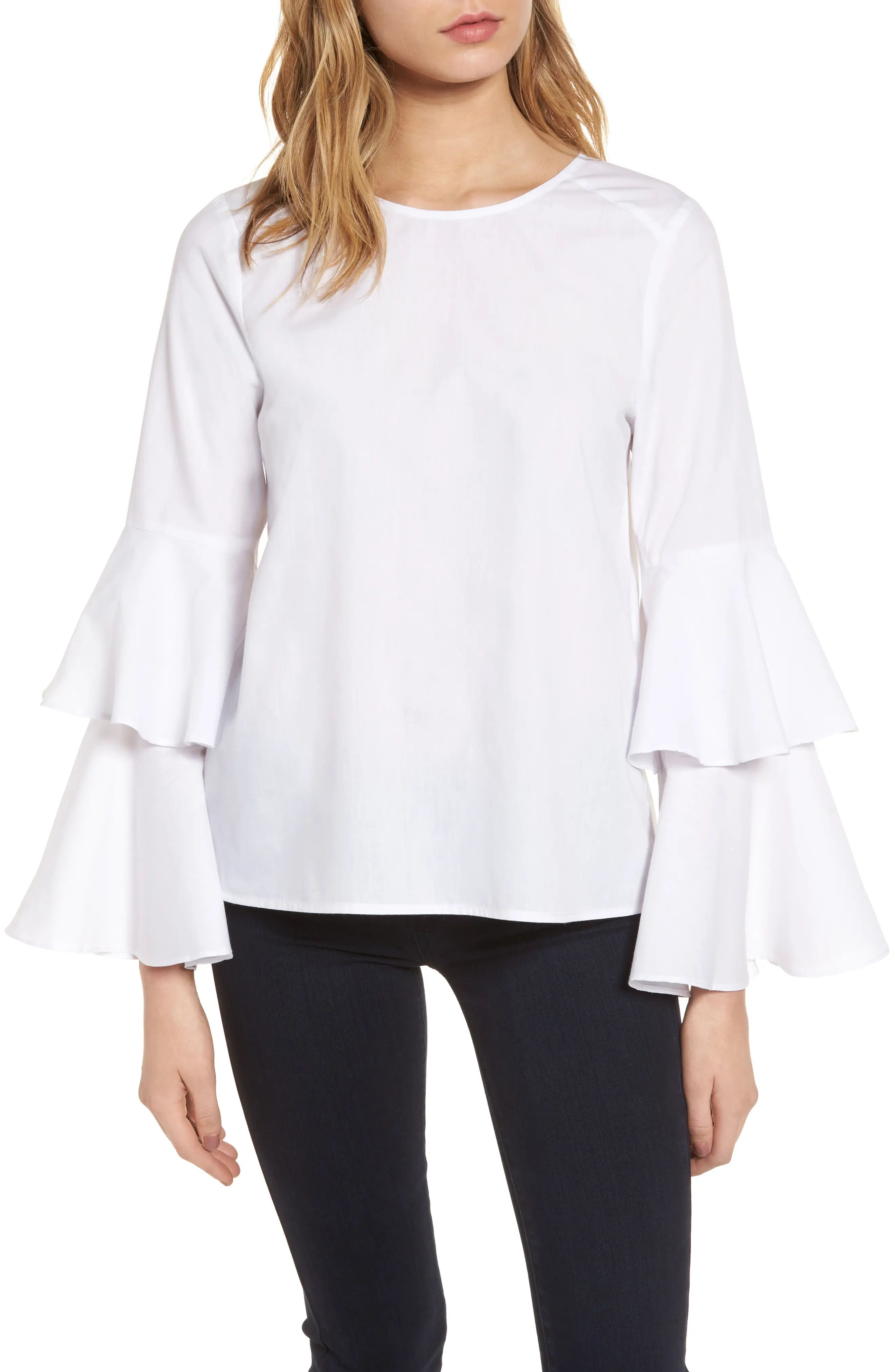 Bell Sleeve Poplin Top | Nordstrom