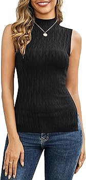 Totatuit Sleeveless Turtleneck Tops for Women Mock Turtle Neck Sweater Vest Casual Knit Pullover ... | Amazon (US)