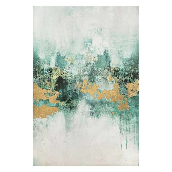 Green & Gold Embellished Canvas Wall Art, At Home | At Home