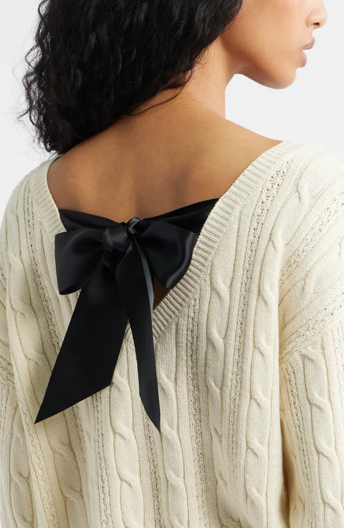 BP. Bow Back Cable Knit Sweater | Nordstrom | Nordstrom