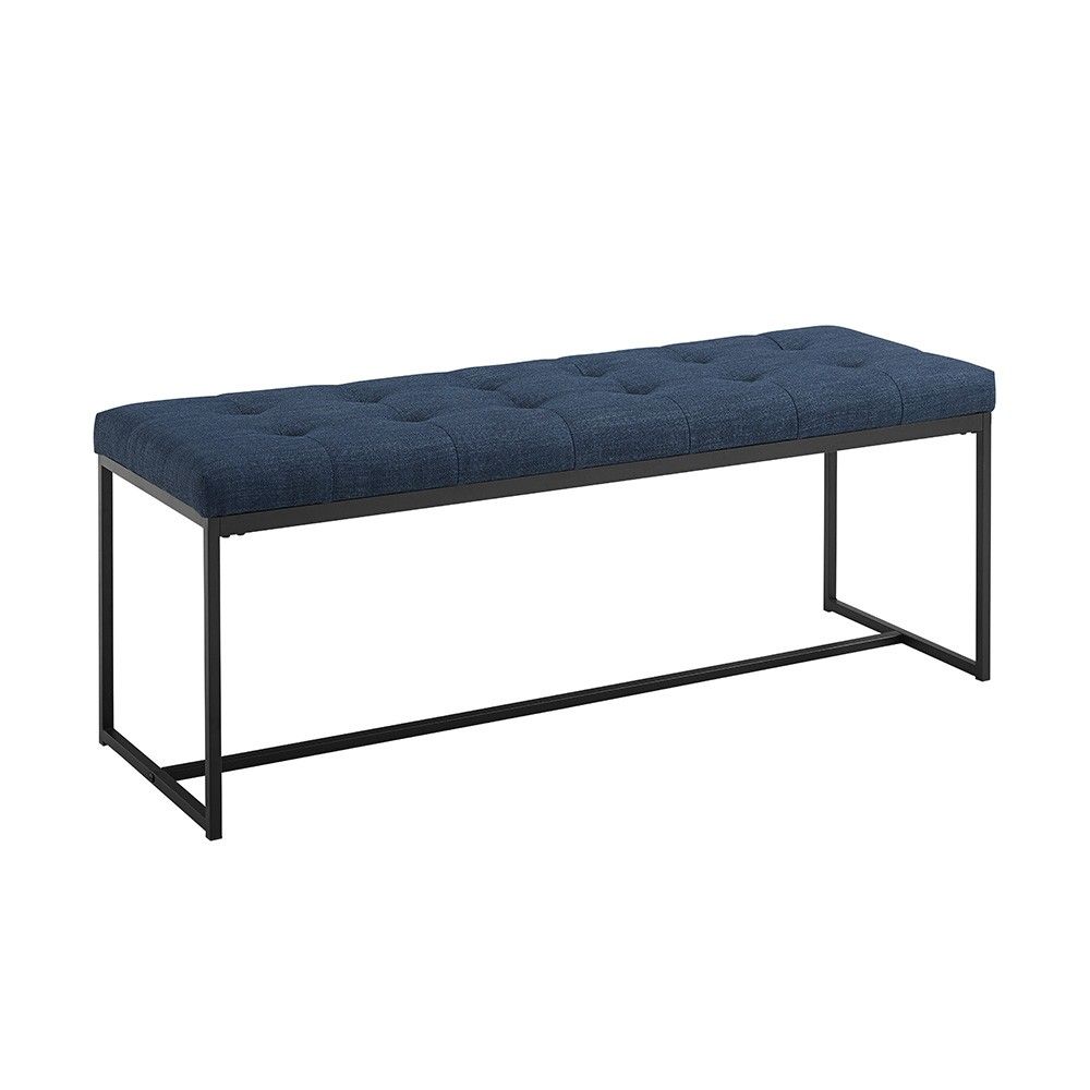 48"" Upholstered Bench with Metal Base Blue - Saracina Home | Target