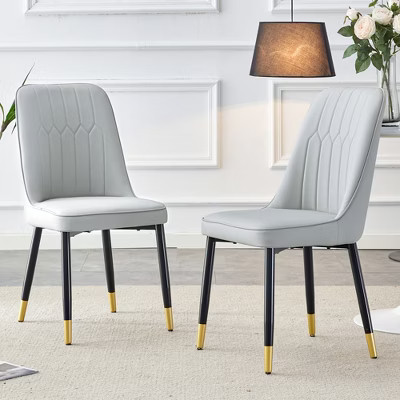 KTMBDW Dining Chairs Set of 2, Modern Dining Chairs, PU Leather Upholstered Dining Chairs, Kitchen Chairs with Metal Legs for Dining Room, Grey | Target