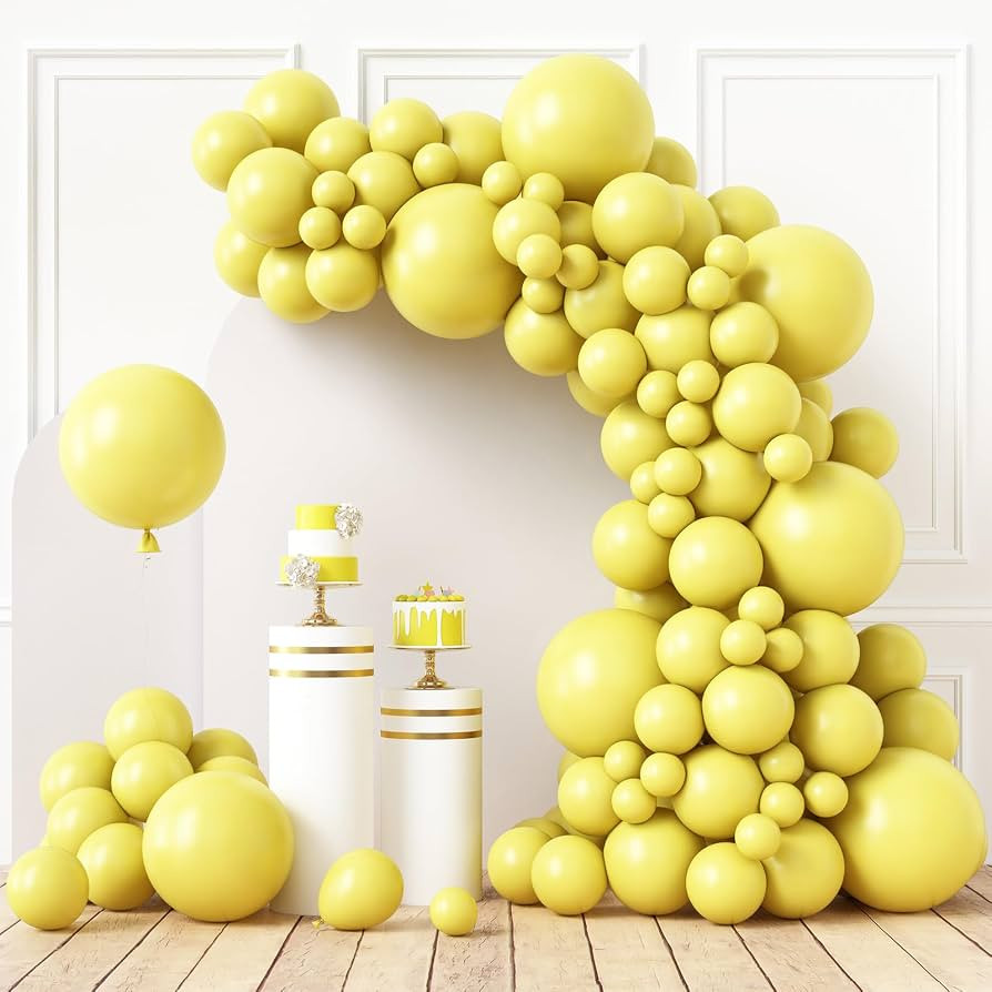 RUBFAC 110pcs Pastel Yellow Balloons Different Sizes 18 12 10 5 Inches Light Yellow Balloons for ... | Amazon (US)