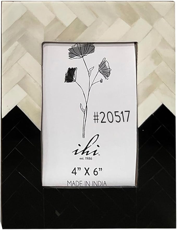 20517 Crosshatch Pattern Holds 4x6 Inch Photo Black and White Bone Tabletop Frame | Amazon (US)