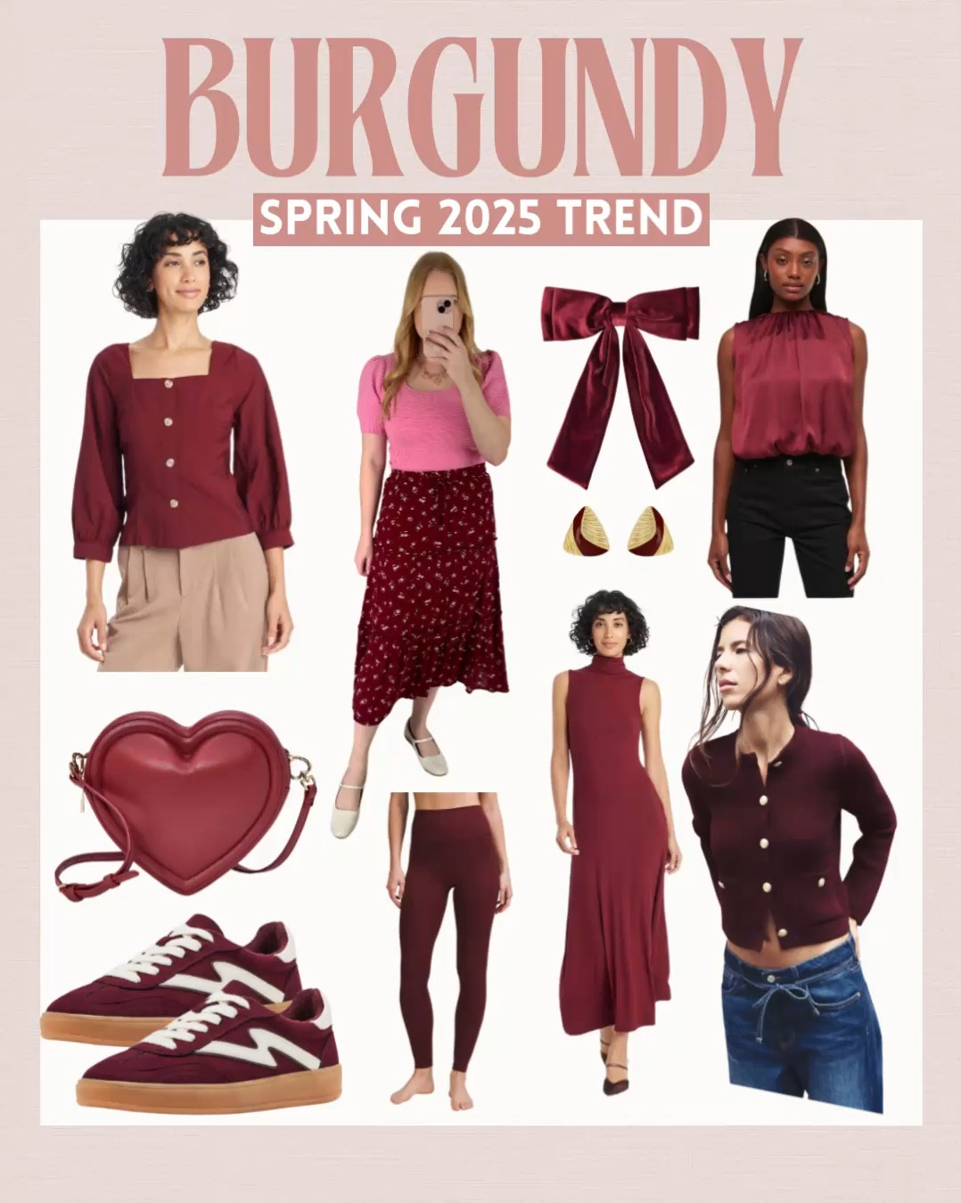 Burgundy is a trendy color for spring 2025 ❤️🫶🏻✨

#LTKStyleTip #LTKFindsUnder50 #LTKWatchNow