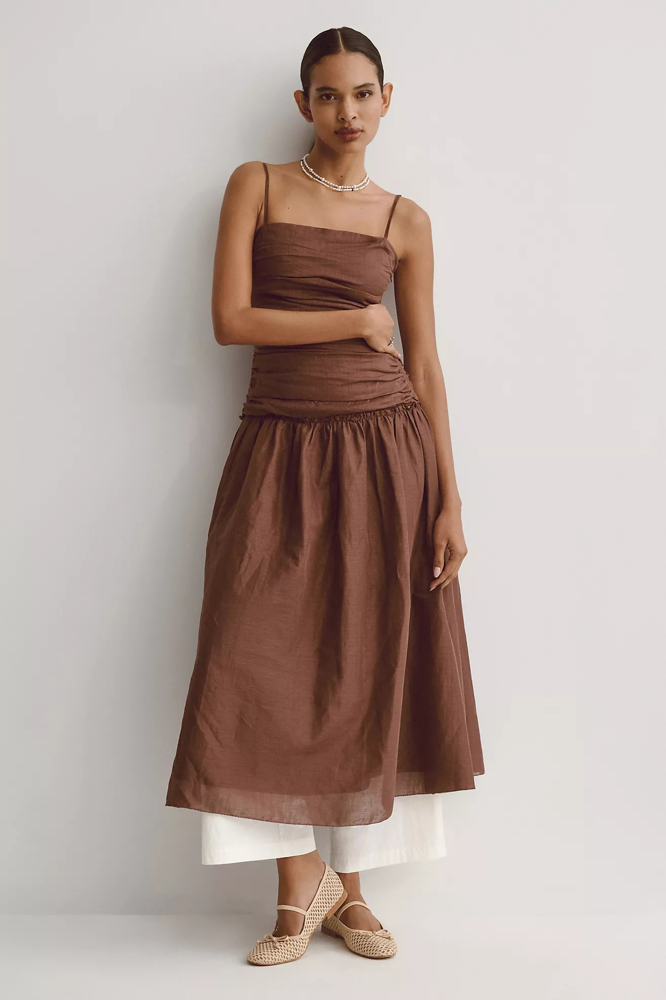 La Maise Studio Gathered Drop-Waist Maxi Dress | Anthropologie (US)