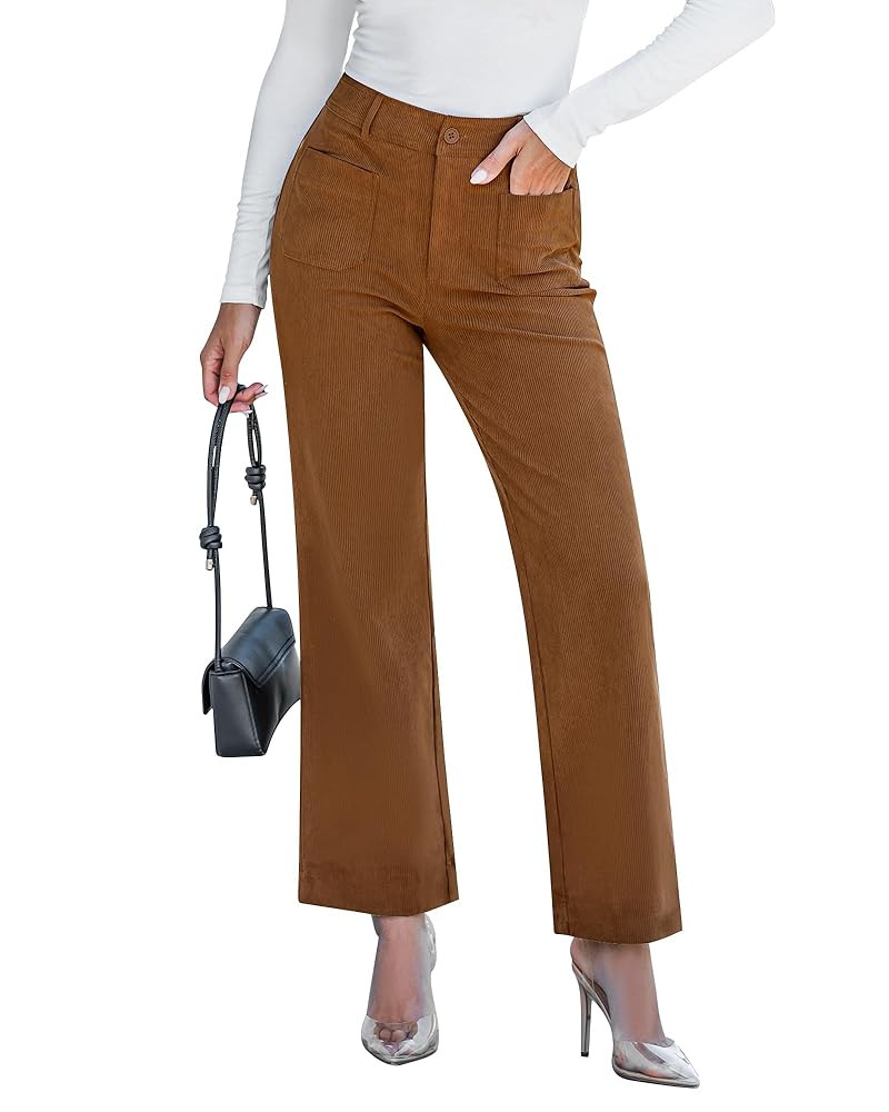GRAPENT Corduroy Pants Women High Waisted Wide Leg Trendy Patch Pocket Fall Winter Dressy Casual ... | Amazon (US)