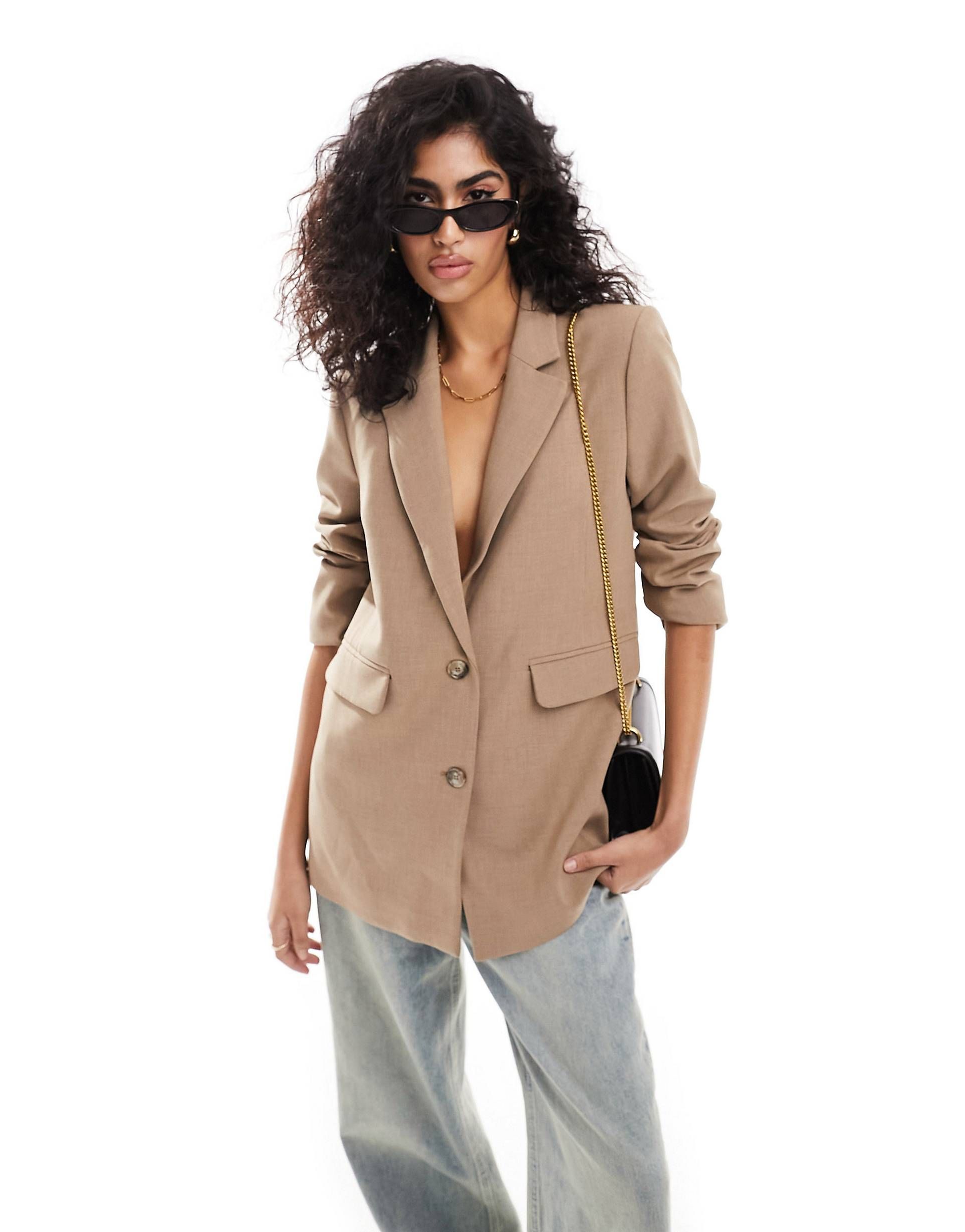 Selected Femme relaxed fit blazer in beige | ASOS (Global)