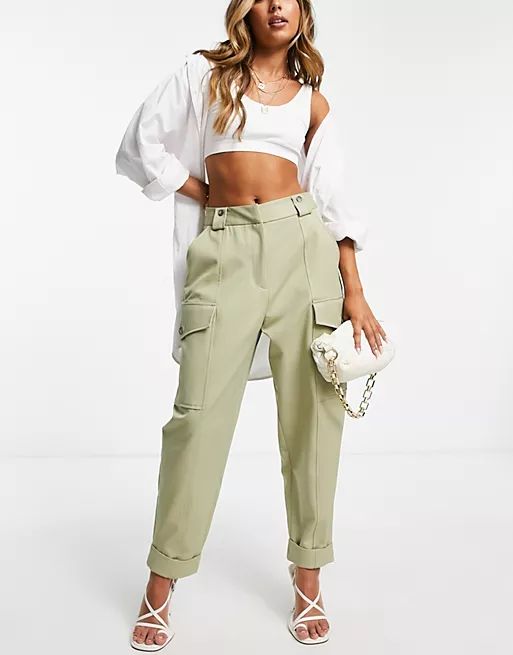 River Island utility peg pants in khaki | ASOS (Global)