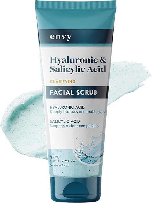 Envy Hyaluronic Acid & Salicylic Acid Face Scrub - Anti-Aging, Gentle Exfoliating, Hydrating & Mo... | Amazon (US)