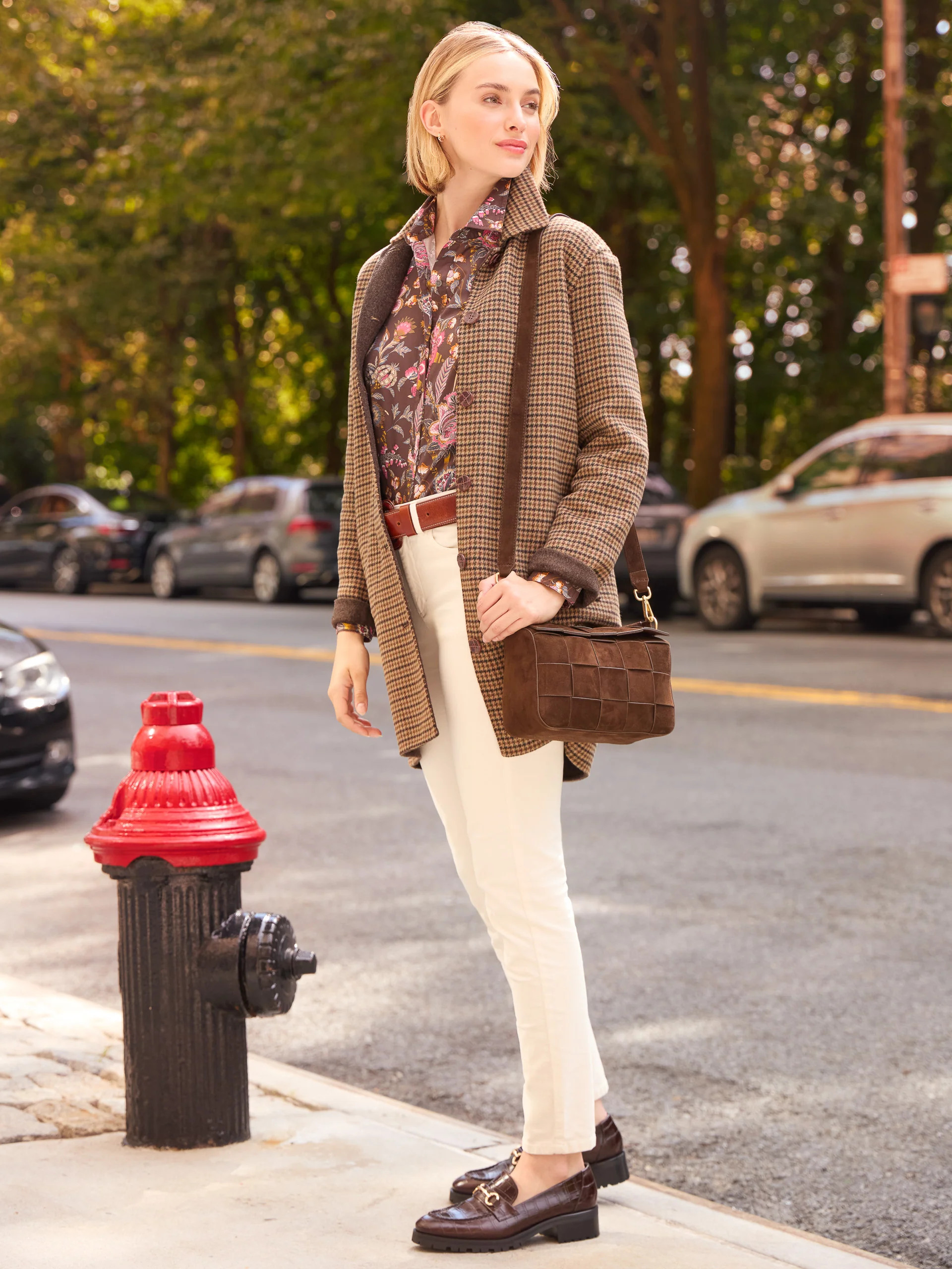 Frade Reversible Wool Coat in Houndstooth | J.McLaughlin