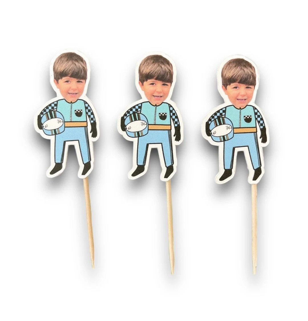 Racing Toppers | Cupcake Toppers | Photo head | Two Fast | Birthday Toppers | Cupcake Toppers | R... | Etsy (US)