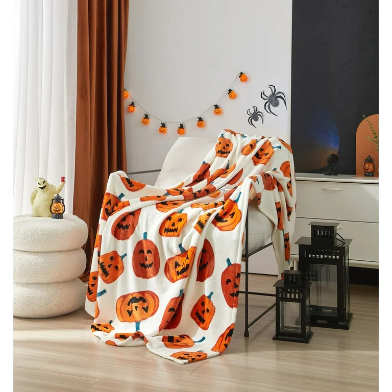 Ways to Celebrate Cozy Plush Jackolantern Print Throw Blanket 50"x 60", All Ages | Walmart (US)