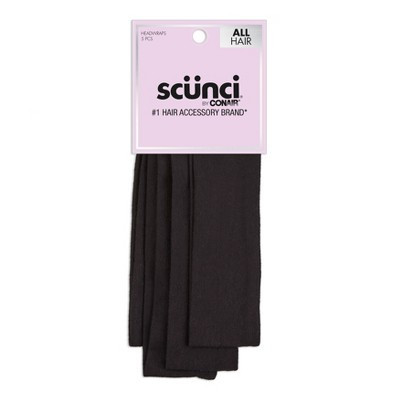 scünci No Damage Stretch Fabric Headbands - Black - All Hair - 5pk | Target
