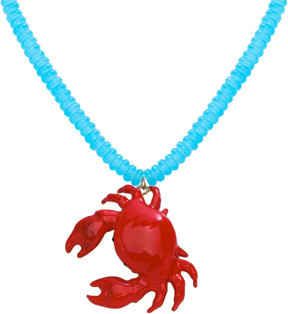 Lobster Crab Pendant Necklace for Women, Boho Summer Beach Beaded Necklaces Jewelry Gift for Ever... | Amazon (US)