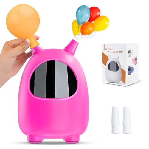 Electric Air Balloon Pump, Portable Dual Nozzle Air Balloon Blower Machine Inflate Balloon Pump Inflator for Party Decoration (Rose Red) | Amazon (US)