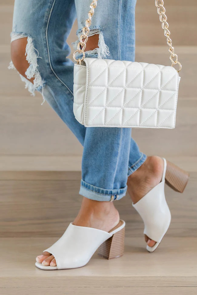Darcy Off White Cream Open Toe Block Heels | Pink Lily
