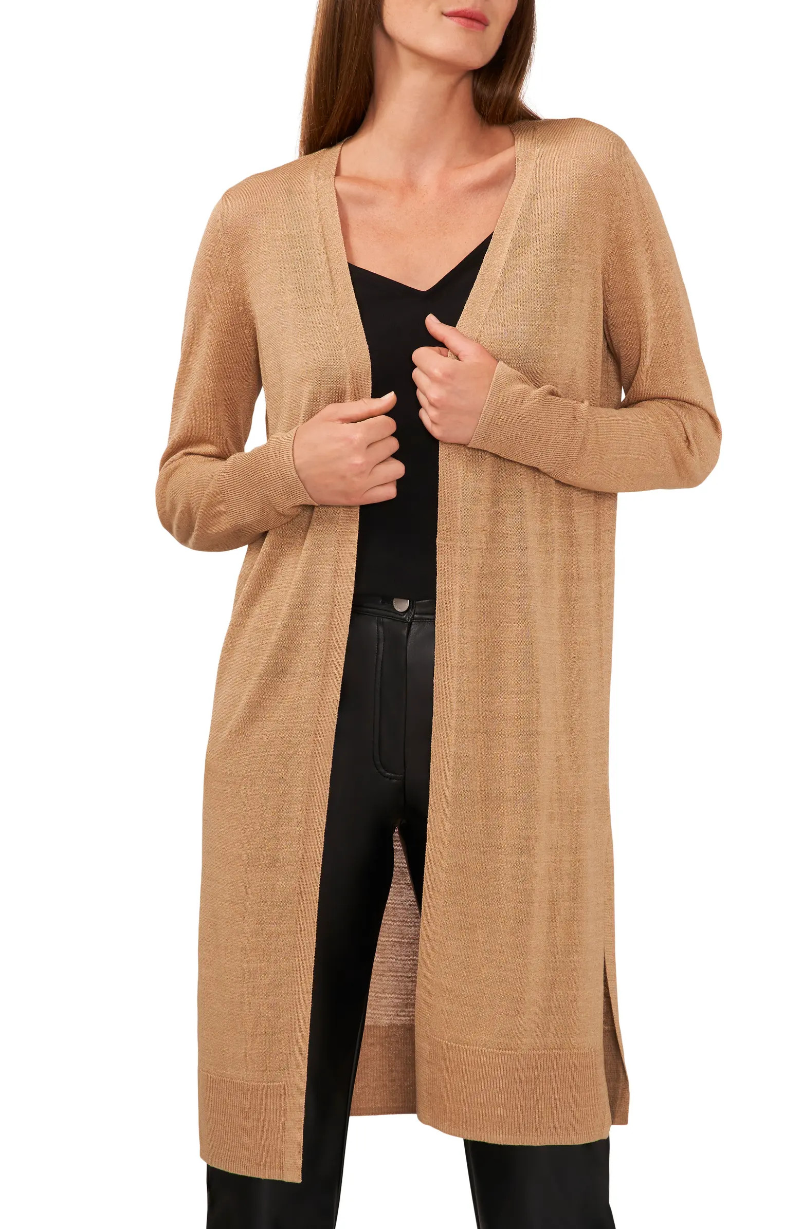 Split Side Linen Blend Long Cardigan | Nordstrom