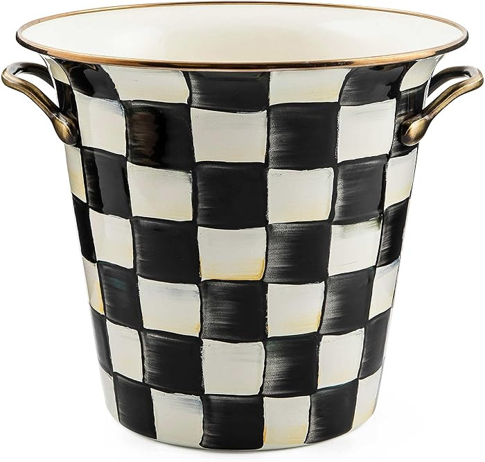 MACKENZIE-CHILDS Wine Cooler, Champagne and Wine Bucket, Ice Bucket, Black-and-White Courtly Chec... | Amazon (US)