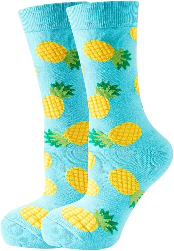 Women Colourful fun Socks,Ladies Crew Cute Combed cotton animal cat flowers fruit socks,Novelty G... | Amazon (US)