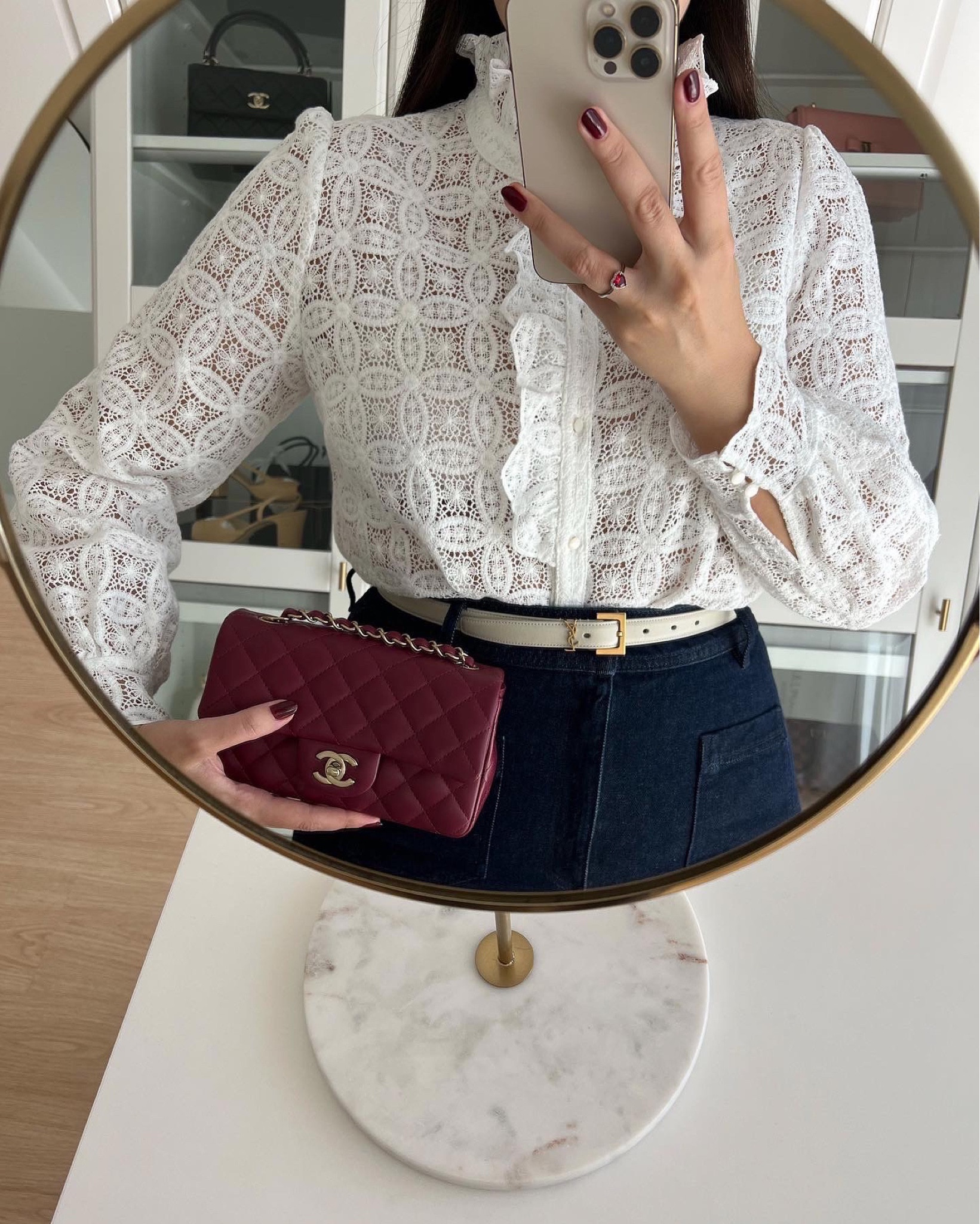 BASIC not BASIC 🤍✨
White blouse and jeans with a pop of color 🍒🍇✨🤍 
#AutumnLTKChallenge

#LTKstyletip #LTKfamily #LTKeurope
