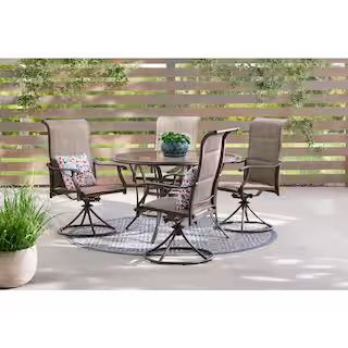 Riverbrook Espresso Brown 5-Piece Steel Outdoor Patio Dining Set | The Home Depot