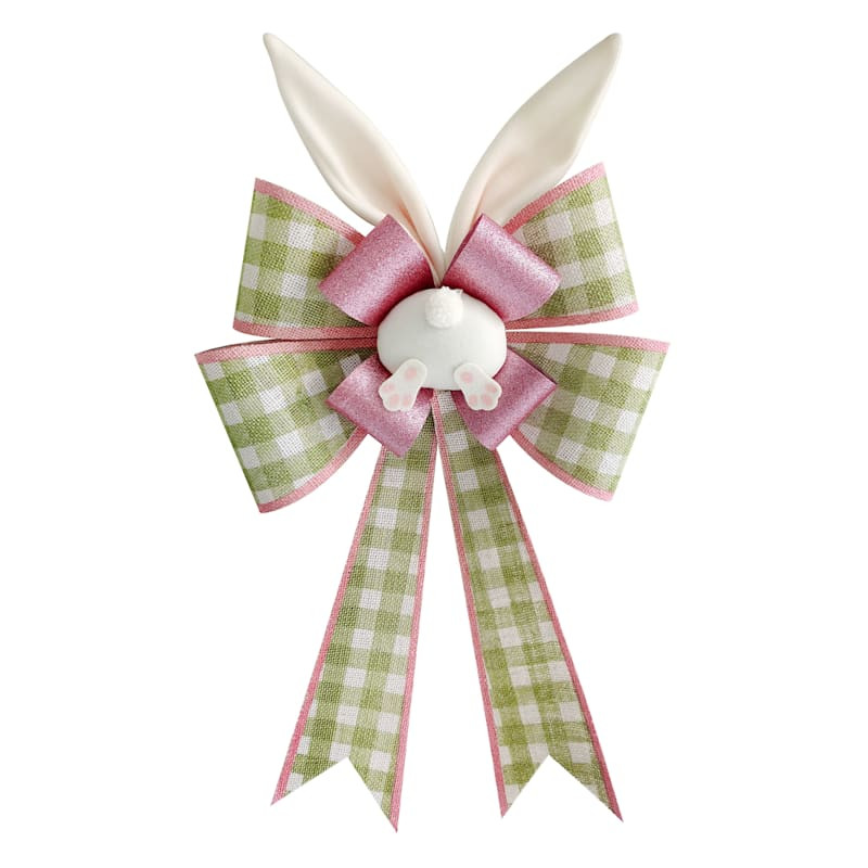 Easter Bunny Bum Green Plaid Burlap Bow, 25" | At Home