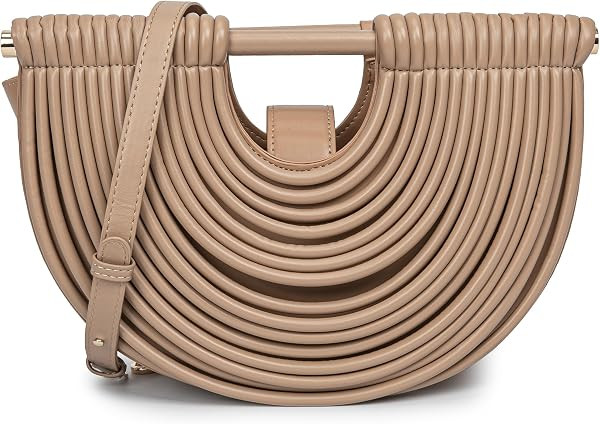 Trendy Woven Evening Clutch Purse Half Round Designer Shoulder/Crossbody Bag Top-Handle Satchel Handbags | Amazon (US)