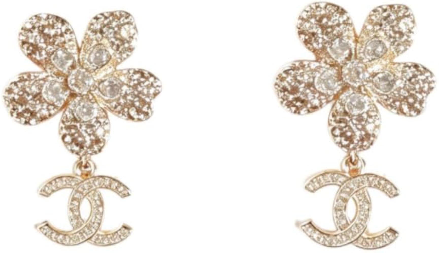 Crystal Flower Drop Earrings with Logo Charm | Amazon (US)
