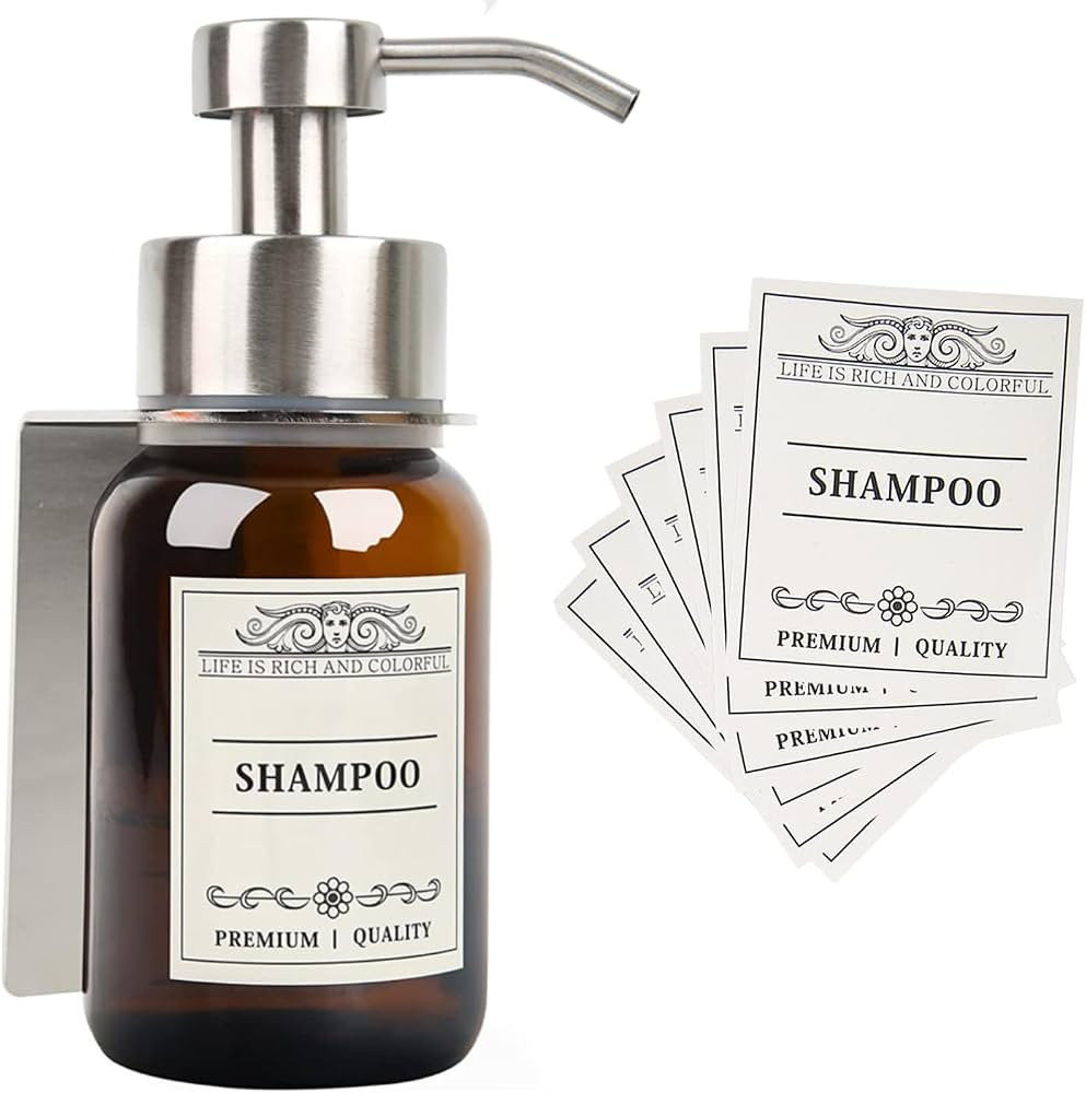 Hand Soap Dispenser,8.5 Oz Wall Mounted Shampoo and Conditioner Dispenser and Stainless Steel Bra... | Amazon (US)