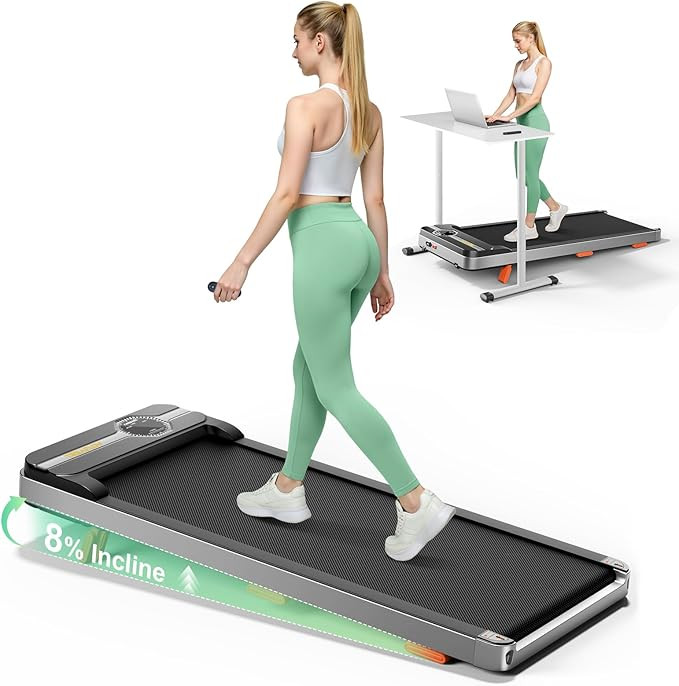 TREAFLOW Walking Pad Portable Under Desk Treadmill with Incline 2.5HP for Home Office 265 lbs Cap... | Amazon (US)