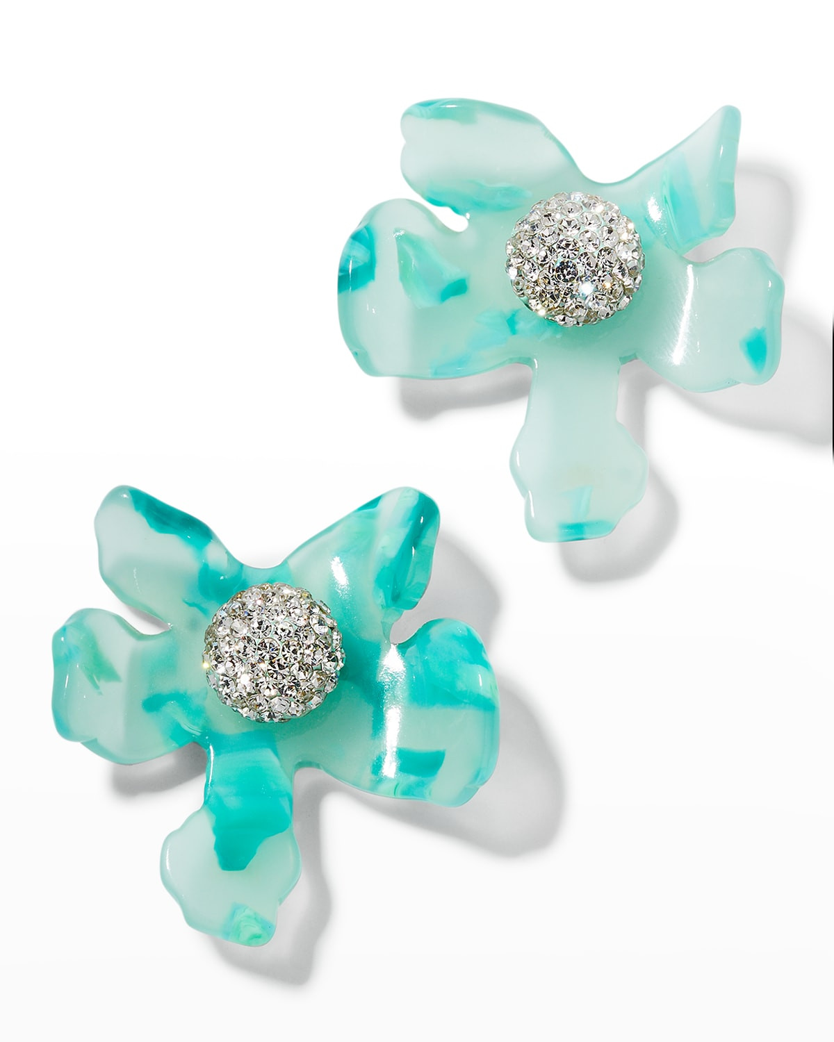 Crystal Lily Button Earrings, Green | Neiman Marcus