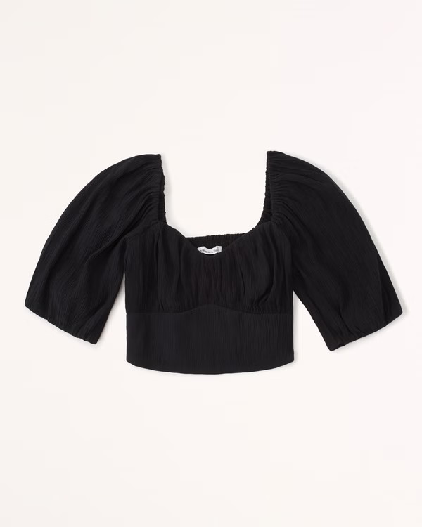 Cropped Crinkle Set Top | Abercrombie & Fitch (US)