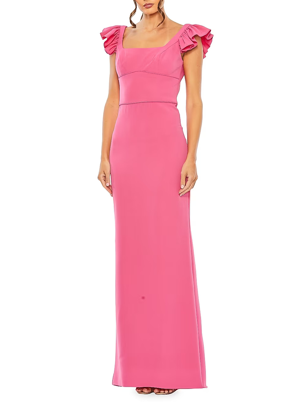 Ruffled Cap-Sleeve Column Gown | Saks Fifth Avenue